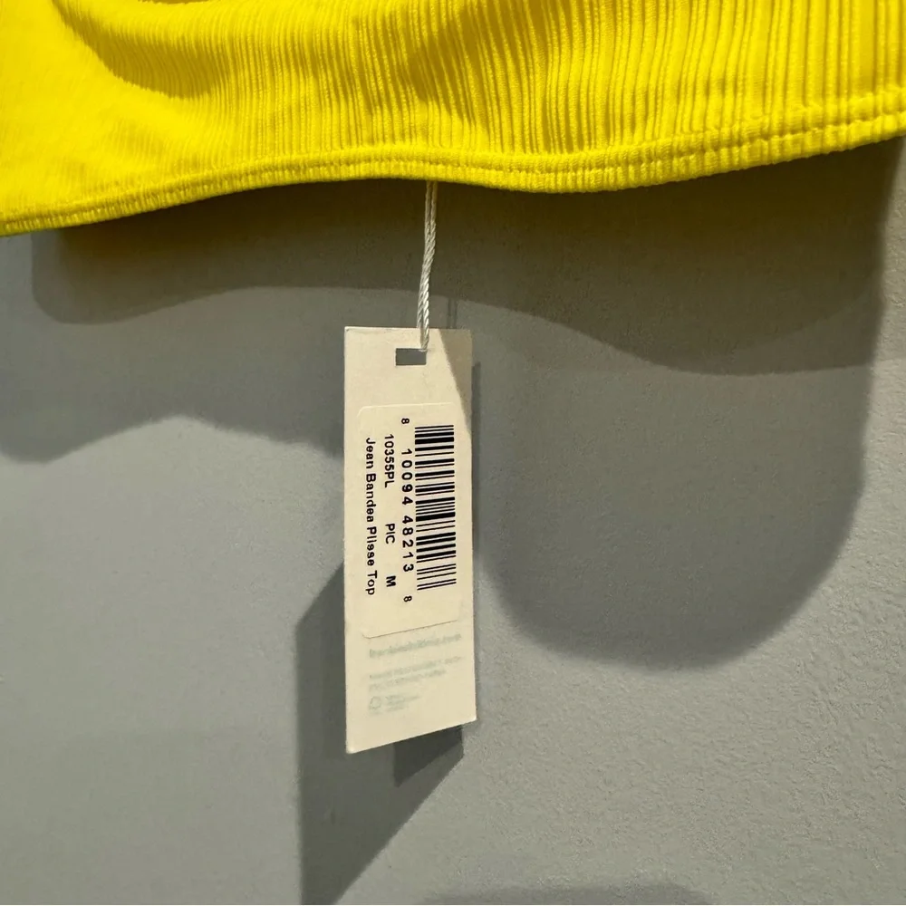 NWT Frankies Bikinis Jean Bandeau Plisse Top in Pina Colada, Size M